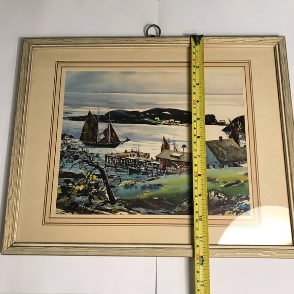 Watercolor Art Harbor Seaport C. Ivar Gilbert lithograph  Print Coming into port - Picture 2 of 16